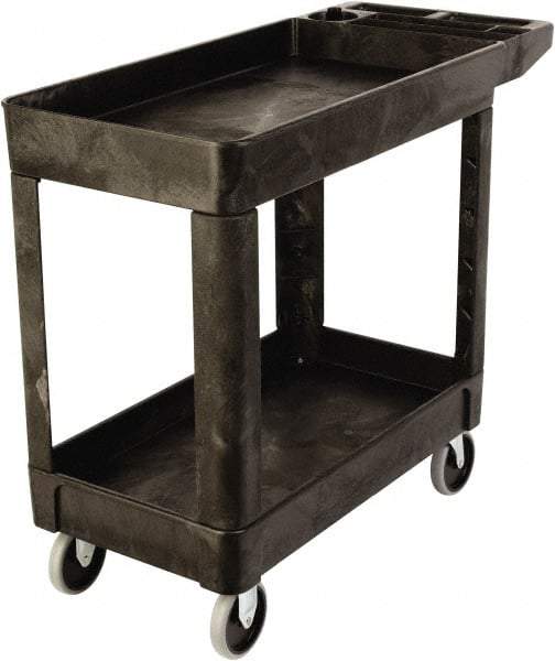 Rubbermaid - 500 Lb Capacity, 18" Wide x 39" Long x 33-1/4" High Standard Utility Cart - 2 Shelf, Plastic, TPR Casters - Eagle Tool & Supply