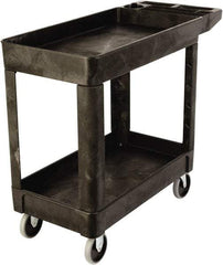 Rubbermaid - 500 Lb Capacity, 18" Wide x 39" Long x 33-1/4" High Standard Utility Cart - 2 Shelf, Plastic, TPR Casters - Eagle Tool & Supply