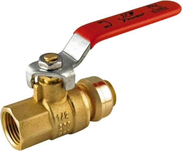 SharkBite - 3/4 x 3/4" Pipe, Standard Port, Brass Valve Female Connector Ball Valve - Inline - Two Way Flow, Push-to-Connect x FNPT Ends, Steel Handle, 200 WOG - Eagle Tool & Supply