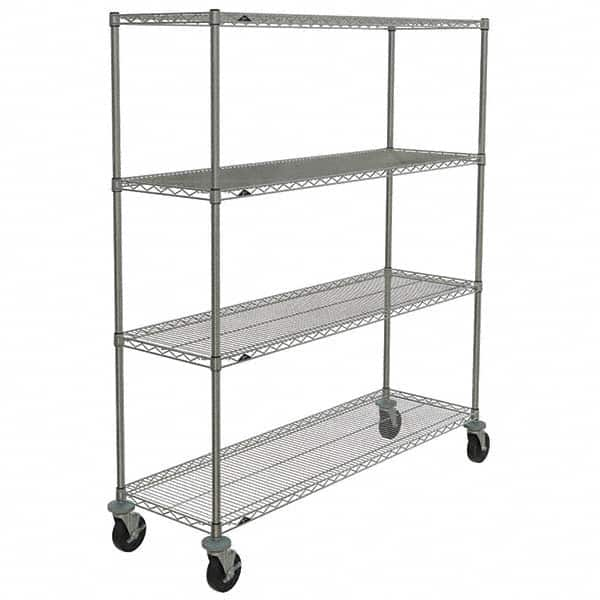 Metro - 600 Lb Capacity 4 Shelf Mobile Wire Shelving Unit - Add-On Unit - Eagle Tool & Supply