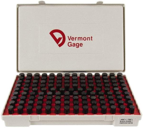 Vermont Gage - 125 Piece, 0.626-0.75 Inch Diameter Plug and Pin Gage Set - Plus 0.0002 Inch Tolerance, Class ZZ - Eagle Tool & Supply