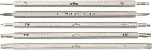 Wiha - 5 Piece, 1/4" Drive Screwdriver Insert Torx Bit Set - T6 to T40 Torx - Eagle Tool & Supply