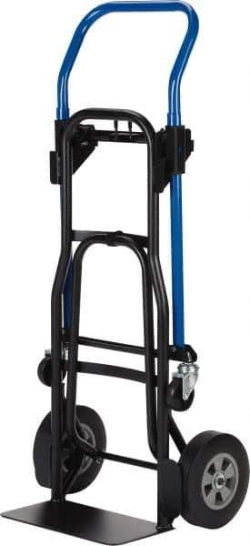 Harper Trucks - 500 Lb Capacity 44" OAH Quick Change Convertible Hand Truck - 14 x 7-1/2" Base Plate, Continuous Handle, Steel, Solid Rubber Swivel Wheels - Eagle Tool & Supply