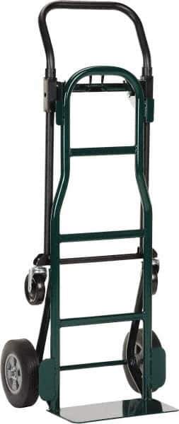 Harper Trucks - 700 Lb Capacity 48" OAH Convertible Hand Truck - 14 x 7" Base Plate, Continuous Handle, Steel, Solid Rubber Swivel Wheels - Eagle Tool & Supply