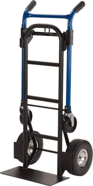 Harper Trucks - 900 Lb Capacity 48" OAH Quick Change Convertible Hand Truck - 18 x 9" Base Plate, Dual Handle, Steel, Swivel Polyurethane Wheels - Eagle Tool & Supply