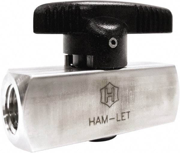 Ham-Let - 1/2" Pipe, 3,000 psi WOG Rating, 316/316L Stainless Steel, Inline, One Way Instrumentation Plug Valve - Wedge Handle, FNPT x FNPT End Connections, Reinforced PTFE Seal - Eagle Tool & Supply
