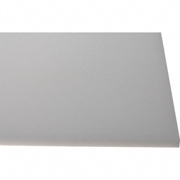 Made in USA - 1/2" Thick x 1' Wide x 4' Long, Polyethylene (HDPE) Sheet - White, Shore D-65 Hardness, Cutting Board Grade, ±10% Tolerance - Eagle Tool & Supply