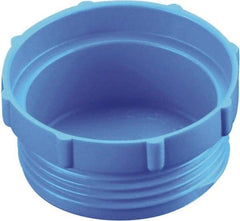 Caplugs - Serrated Round Head, Threaded Plug - 0.56" OD, 39/64" Long, High-Density Polyethylene, Blue - Eagle Tool & Supply