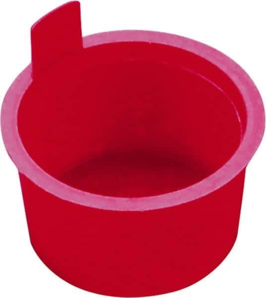 Caplugs - 0.485" ID, Pull-Tab, Round Head, Tapered Plug - 0.62" OD, 3/8" Long, Low-Density Polyethylene, Red - Eagle Tool & Supply