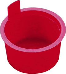 Caplugs - 0.788" ID, Pull-Tab, Round Head, Tapered Plug - 0.94" OD, 9/16" Long, Low-Density Polyethylene, Red - Eagle Tool & Supply