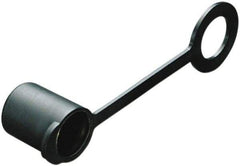 Caplugs - 0.36" ID, Round Head, Tethered Cap - Low-Density Polyethylene, Black - Eagle Tool & Supply
