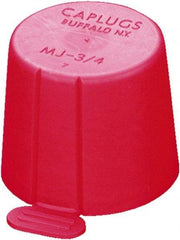 Caplugs - 1.106" ID, Round Head, Tapered, Tear-Tab Cap - 1-9/64" Long, Low-Density Polyethylene, Red - Eagle Tool & Supply