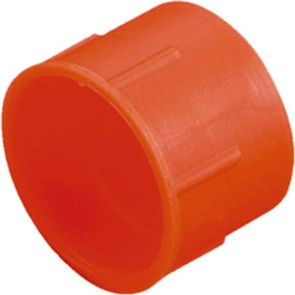 Caplugs - 0.61" ID, Serrated Round Head Tube Cap - 0.73" OD, 1/2" Long, Low-Density Polyethylene, Orange - Eagle Tool & Supply