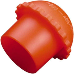 Caplugs - 0.82" ID, Serrated Round Head Cylinder Valve Cap - 1" Long, Low-Density Polyethylene, Orange - Eagle Tool & Supply