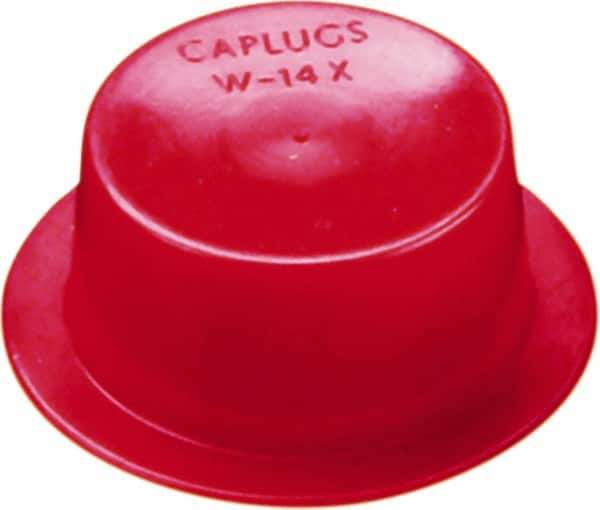 Caplugs - 0.183" ID, Round Head, Tapered Cap/Plug with Flange - 0.62" OD, 23/64" Long, Low-Density Polyethylene, Red - Eagle Tool & Supply