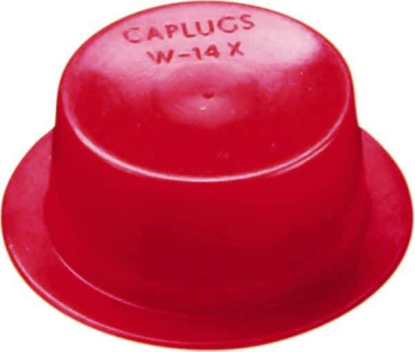 Caplugs - 1.513" ID, Round Head, Tapered Cap/Plug with Flange - 11/16" Long, Low-Density Polyethylene, Red - Eagle Tool & Supply