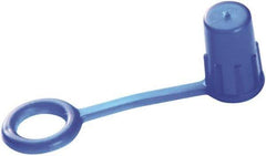 Caplugs - 1/4" ID, Round Head, Tethered Cap - 3/4" Long, Low-Density Polyethylene, Blue - Eagle Tool & Supply