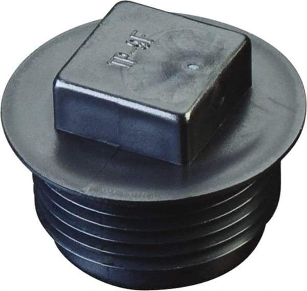 Caplugs - Square Head, Threaded Plug with Flange - 23/32" Long, High-Density Polyethylene, Black - Eagle Tool & Supply