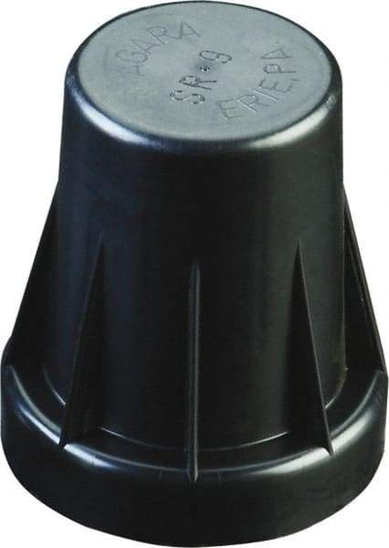 Caplugs - 1-9/16" ID, Serrated Round Head Sucker Rod Cap - 2-3/4" Long, Low-Density Polyethylene, Black - Eagle Tool & Supply