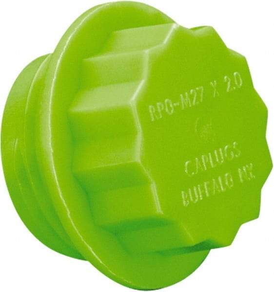 Caplugs - 12-Point Head, Threaded Plug - 24.64mm OD, Polypropylene, Green - Eagle Tool & Supply