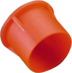 Caplugs - 0.36" ID, Round Head Tube Cap/Plug - 0.53" OD, 21/32" Long, Low-Density Polyethylene, Orange - Eagle Tool & Supply