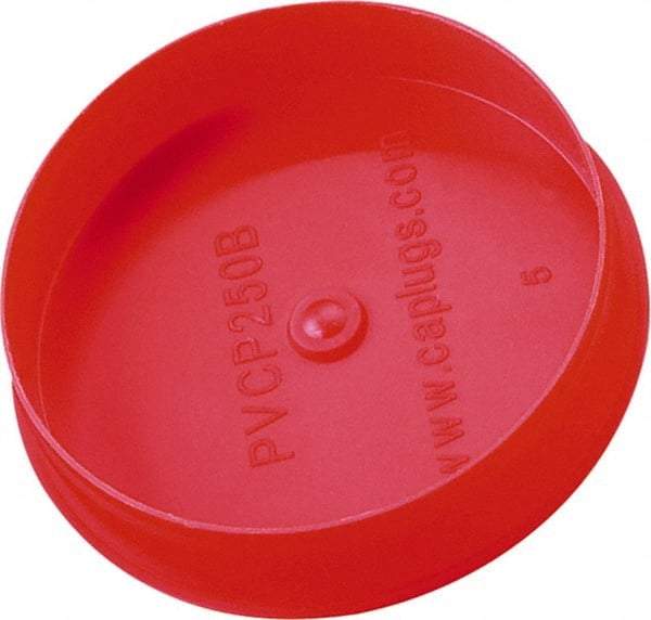 Caplugs - 2.71" ID, Round Head Pipe Plug - 2.84" OD, 21/32" Long, Low-Density Polypropylene, Red - Eagle Tool & Supply