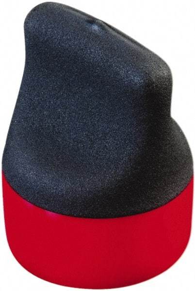 Caplugs - 0.717" ID, Round Head, Textured Pull-Tab Cap - 2-1/8" Long, Vinyl, Red/Black - Eagle Tool & Supply