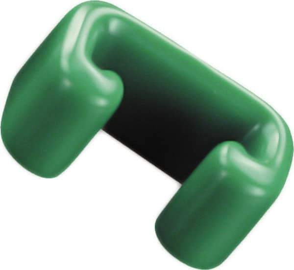 Caplugs - 1-1/4" x 3/4", Flexible Push-On U-Frame End Cap - 1-1/4" Long, Vinyl, Green - Eagle Tool & Supply