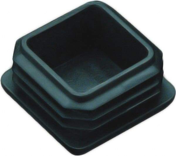 Caplugs - Square Finishing Plug for 10 to 14 Gauge Panels, for 1" Tube Diam - 0.43" Deep, Vinyl, Black - Eagle Tool & Supply