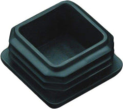 Caplugs - Square Finishing Plug for 10 to 14 Gauge Panels, for 1" Tube Diam - 0.43" Deep, Vinyl, Black - Eagle Tool & Supply