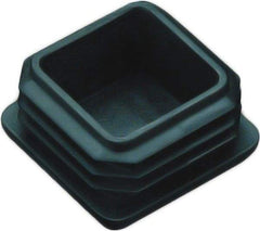 Caplugs - Square Finishing Plug for 14 to 20 Gauge Panels, for 3/4" Tube Diam - 0.43" Deep, Vinyl, Black - Eagle Tool & Supply