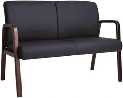 ALERA - 33" High Reception Lounge Chair - 44" Wide x 26-1/8" Deep, Leather Seat, Black & Mahogany - Eagle Tool & Supply