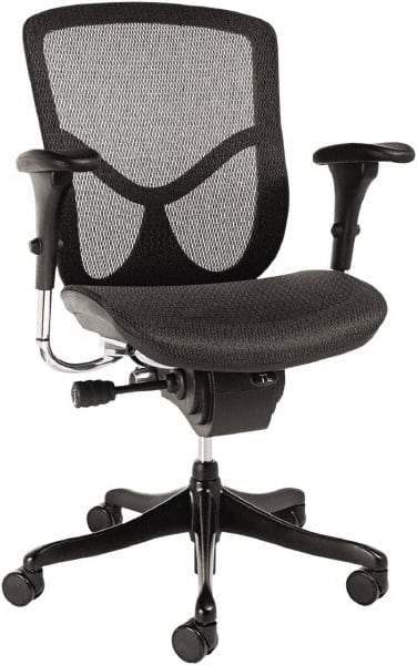 ALERA - 42-3/8" High Ergonomic Multifunction Chair - 28" Wide x 29-1/8" Deep, Breathable-A-Grade Black Mesh Seat, Black - Eagle Tool & Supply