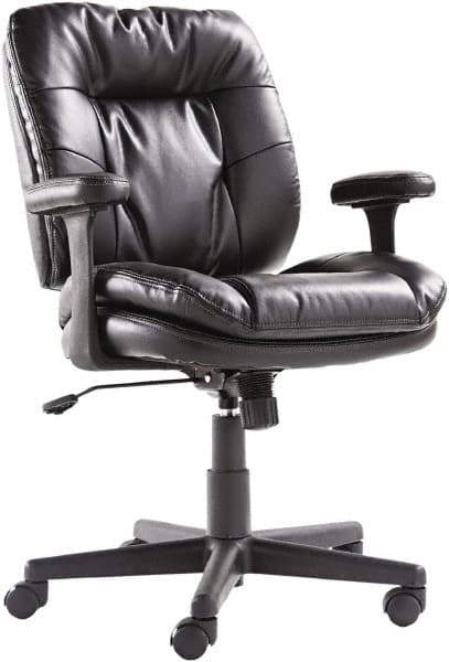 OIF - 40" High Executive Swivel/Tilt Chair - 26" Wide x 25-3/8" Deep, Soft Leather Seat, Black - Eagle Tool & Supply