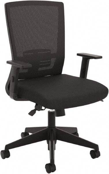 Basyx - 43-1/8" High High Back Chair - 28" Wide x 28-3/8" Deep, Fabric Mesh Seat, Black - Eagle Tool & Supply