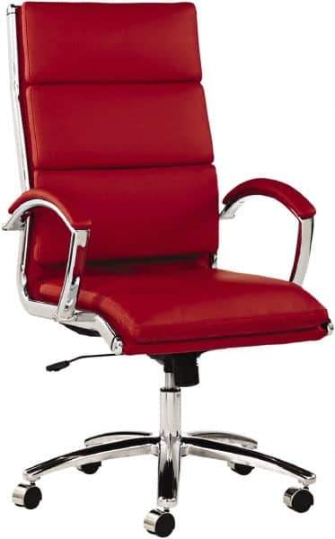 ALERA - 45-1/4" High High Back Chair - 24" Wide x 27-1/4" Deep, Leather Seat, Red - Eagle Tool & Supply