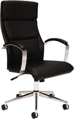 Basyx - 45-3/4" High Executive High Back Leather Chair - 25" Wide x 27-1/2" Deep, Leather Seat, Black - Eagle Tool & Supply