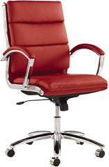 ALERA - 42-1/8" High Mid Back Chair - 24" Wide x 27-1/4" Deep, Leather Seat, Red - Eagle Tool & Supply