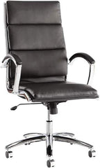 ALERA - 45-1/4" High High Back Chair - 24" Wide x 27-1/4" Deep, Leather Seat, Black - Eagle Tool & Supply