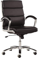 ALERA - 42-1/8" High Mid Back Chair - 24" Wide x 27-1/4" Deep, Leather Seat, Black - Eagle Tool & Supply