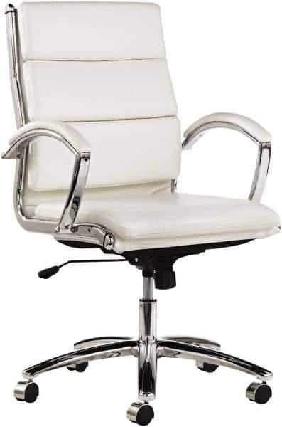 ALERA - 42-1/8" High Mid Back Chair - 24" Wide x 27-1/4" Deep, Faux Leather Seat, White - Eagle Tool & Supply