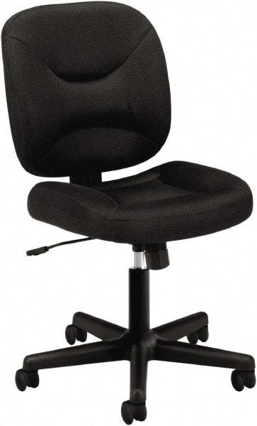 Basyx - 38-1/4" High Task Chair - 24-1/2" Wide x 33-1/2" Deep, Padded Mesh Seat, Black - Eagle Tool & Supply