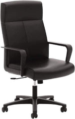 Basyx - 47" High Executive High Back Leather Chair - 25" Wide x 26-1/2" Deep, Soft Leather Seat, Black - Eagle Tool & Supply