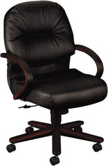 Hon - 41-3/4" High Mid Back Chair - 26" Wide x 28-3/4" Deep, Leather, Memory Foam Seat, Black - Eagle Tool & Supply