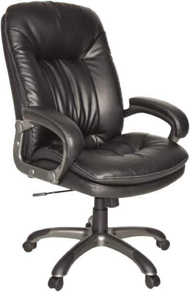 OIF - 45-1/4" High Executive Swivel/Tilt Chair - 25" Wide x 29-7/8" Deep, Soft Leather Seat, Black - Eagle Tool & Supply