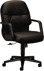 Hon - 41-3/4" High Managerial Mid Back Swivel/Tilt Chair - 26" Wide x 29-3/4" Deep, Leather, Memory Foam Seat, Black - Eagle Tool & Supply