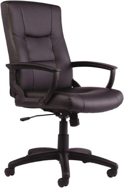 ALERA - 43-3/4" High Executive High Back Swivel Tilt Chair - 25" Wide x 27" Deep, Leather Seat, Black - Eagle Tool & Supply