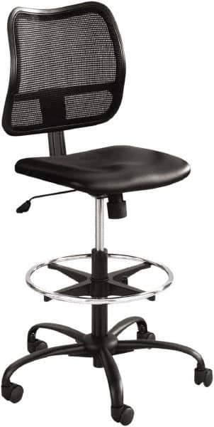 Safco - 49-1/2" High Extended Height Chair - 25" Wide x 25" Deep, Vinyl Seat, Black - Eagle Tool & Supply