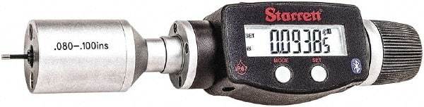 Starrett - 0.08" to 0.1", IP67, Carbide Face Electronic Inside Micrometer - 0.00005" Resolution, 0.00015" Accuracy, 3/8" Gage Depth - Eagle Tool & Supply