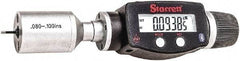 Starrett - 0.08" to 0.1", IP67, Carbide Face Electronic Inside Micrometer - 0.00005" Resolution, 0.00015" Accuracy, 3/8" Gage Depth - Eagle Tool & Supply